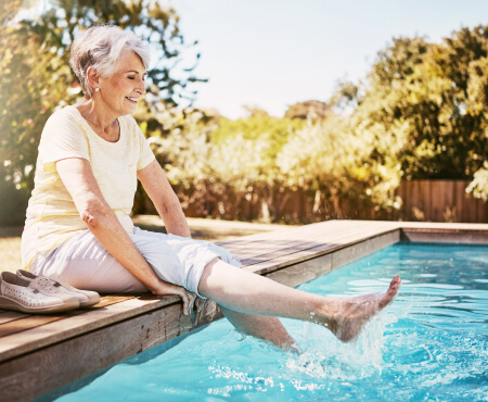 person by the pool